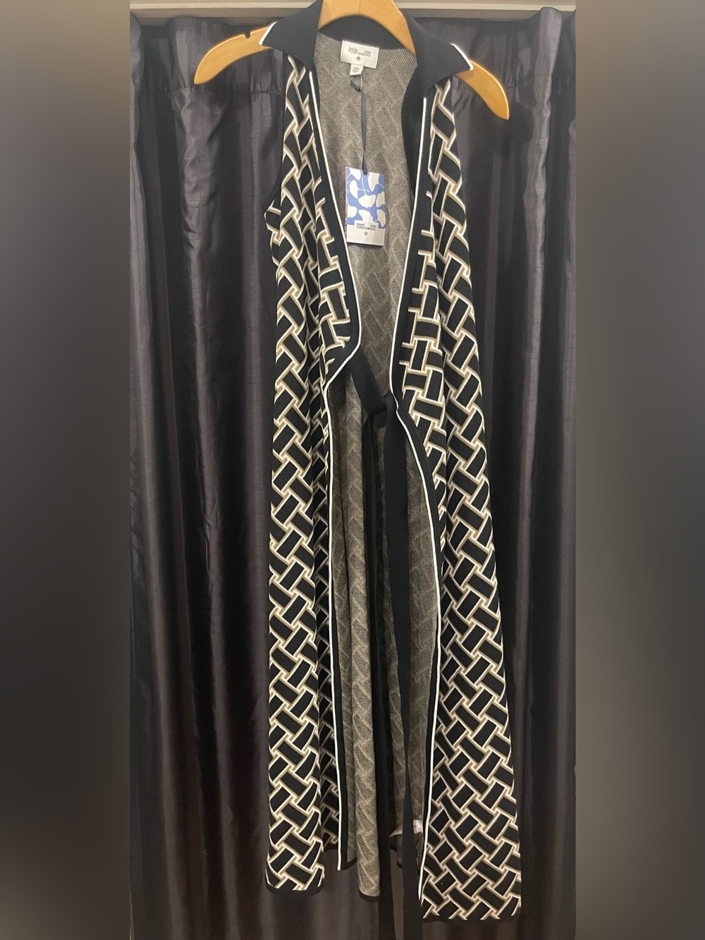 Diane Von Furstenberg wrap/open cardigan sweater dress with attach ties. NWT
